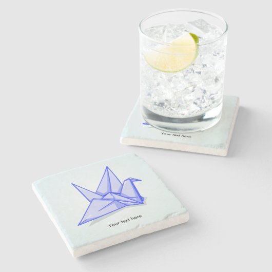 Dessous-de-verre En Pierre Grue en papier bleu (Côté)