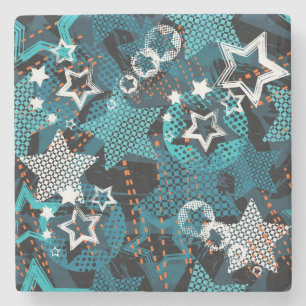 Dessous-de-verre En Pierre Grunge star motif, design pour enfants ludique.