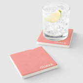 Dessous-de-verre En Pierre Guava pink color name (Côté)