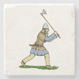 Dessous-de-verre En Pierre Guerrier viking brandissant une grande boîte