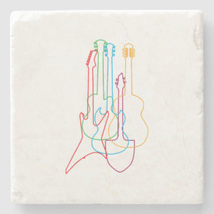 Dessous-de-verre En Pierre Guitares de couleur Electric Acoustic classique ca