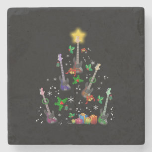 Dessous-de-verre En Pierre Guitariste Noël Arbre Guitare Anniversaire