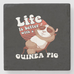 Dessous-de-verre En Pierre Guogouin, Guangéou, Cochon De Guinée, La Vie Est M