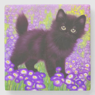 Dessous-de-verre En Pierre Gustav Klimt Black Kitten