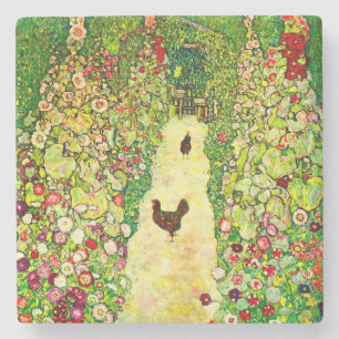 Dessous-de-verre En Pierre Gustav Klimt Garden with Chickens