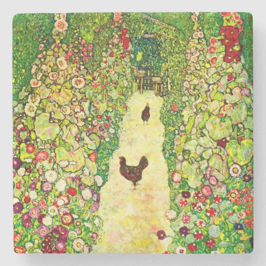 Dessous-de-verre En Pierre Gustav Klimt Garden with Chickens (Devant)