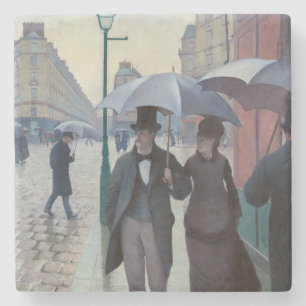Dessous-de-verre En Pierre Gustave Caillebotte - Rue de Paris ; Temps de plui