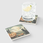 Dessous-de-verre En Pierre Halloween/Automne/Automne/citrouille/chat (Côté)