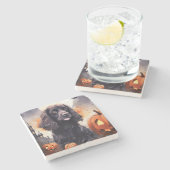 Dessous-de-verre En Pierre Halloween Cocker Spaniel Avec Citrouilles (Côté)