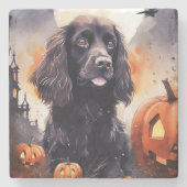 Dessous-de-verre En Pierre Halloween Cocker Spaniel Avec Citrouilles (Devant)