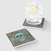 Dessous-de-verre En Pierre Halloween Hippie Skull Thunder_cove (Côté)
