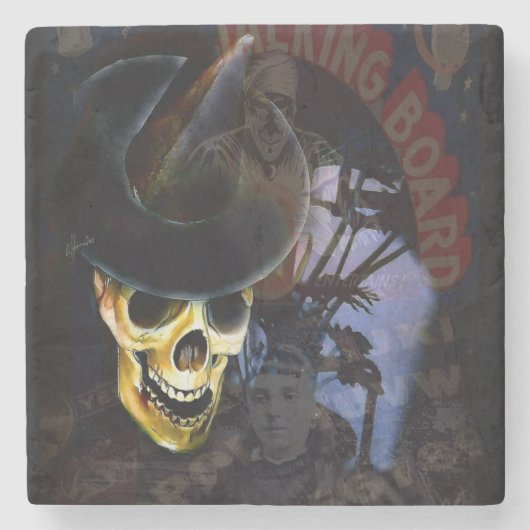 Dessous-de-verre En Pierre Halloween Talking Board Skeleton Coaster (Devant)