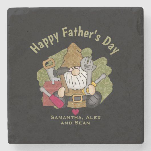 Dessous-de-verre En Pierre Handyman Garden Gnome customisé et personnalisé (Devant)