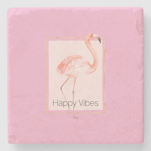 Dessous-de-verre En Pierre Happy Chic Pink Flamingo (Devant)
