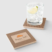 Dessous-de-verre En Pierre Happy Fall Striped Family Nom Citrouille (Côté)