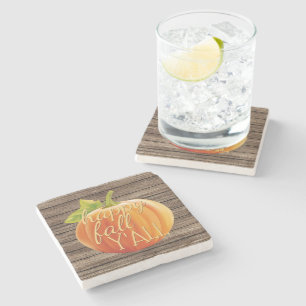 Dessous-de-verre En Pierre Happy Fall Y'all Orange Citrouille sur Planks Moti