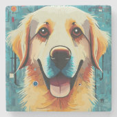 Dessous-de-verre En Pierre Happy Golden Retriever (Devant)
