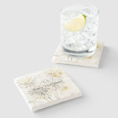 Dessous-de-verre En Pierre Happy New Year Gold Silver Fireworks (Côté)