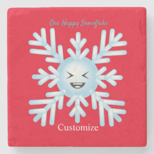 Dessous-de-verre En Pierre Happy Snowflake Emoticon Thunder_Cove 