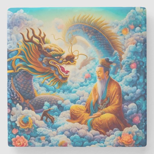 Dessous-de-verre En Pierre Harmonie Éternelle : La Bénédiction du Dragon (Devant)