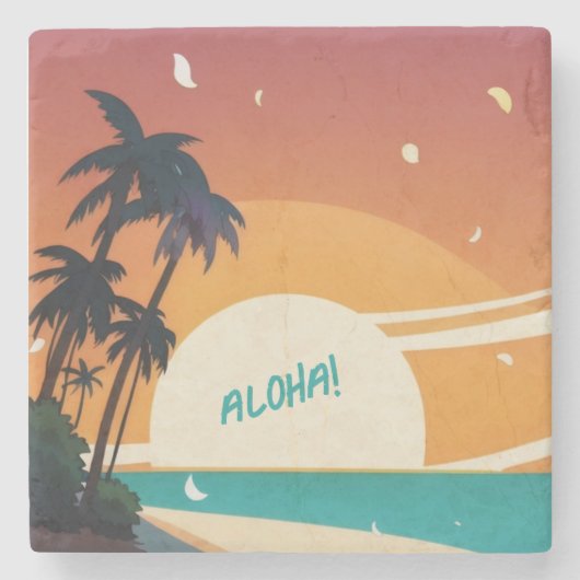 Dessous-de-verre En Pierre Hawaiian/Aloha/Tropical/plage (Devant)