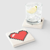Dessous-de-verre En Pierre Heart Thief 8 Bits Pixel Art - Funny Geeky Gamer (Côté)