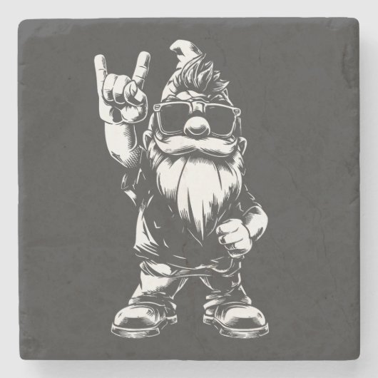 Dessous-de-verre En Pierre Heavy Metal Gartenzwerg – Rockstyle (Devant)