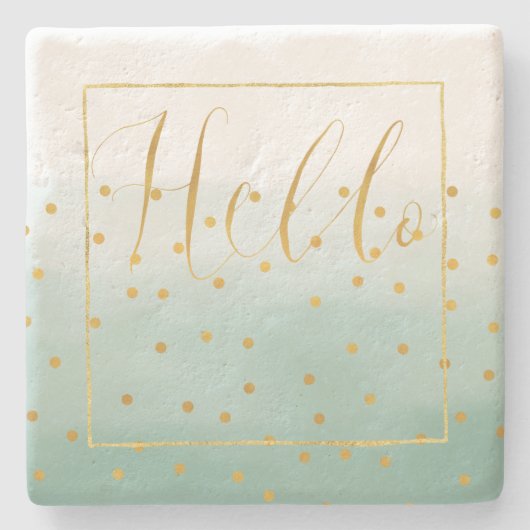 Dessous-de-verre En Pierre Hello Gold Mint Confetti Ombre (Devant)