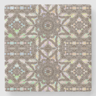 Dessous-de-verre En Pierre Henna Phownix Fractal Mandala Art Tile de pierre