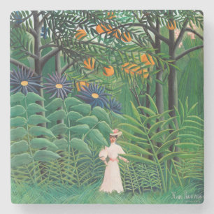 Dessous-de-verre En Pierre Henri Rousseau - Femme marchant dans une forêt exo