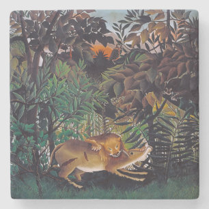 Dessous-de-verre En Pierre Henri Rousseau - Le lion affamé