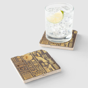 Dessous-de-verre En Pierre Héroglyphes égyptiens Gold Foil
