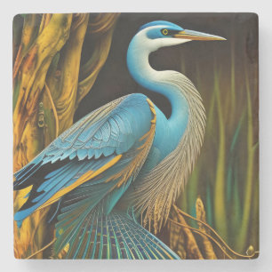 Dessous-de-verre En Pierre Héron bleu à Reeds