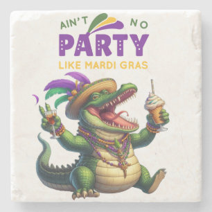 Dessous-de-verre En Pierre Heureux Mardi Gras Alligator