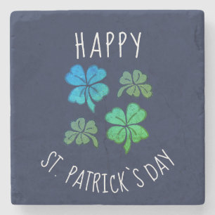 Dessous-de-verre En Pierre Heureux Shamrock Clover Joyeux Saint Patrick's day