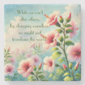 Dessous-de-verre En Pierre Hibiscus Flowers & Devis (Devant)