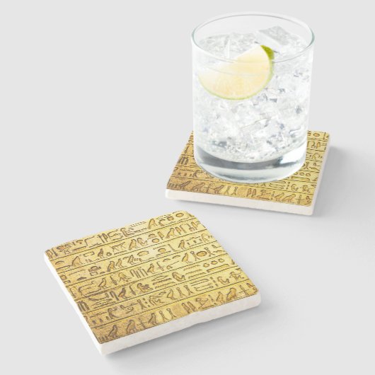 Dessous-de-verre En Pierre Hiéroglyphes égyptiens anciens Jaune (Côté)