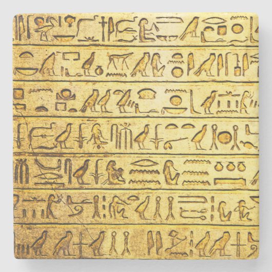 Dessous-de-verre En Pierre Hiéroglyphes égyptiens anciens Jaune (Devant)
