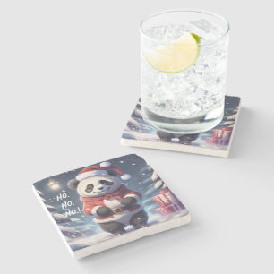 DESSOUS-DE-VERRE EN PIERRE HO.HO.HO PÈRE NOËL PANDA