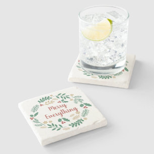 Dessous-de-verre En Pierre Holly Berry Pine Wreath Joyeux Tout Vacances