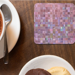 Dessous-de-verre En Pierre Hologramme imprimé Mosaïque rose