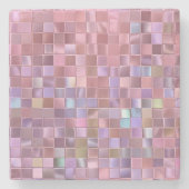 Dessous-de-verre En Pierre Hologramme imprimé Mosaïque rose (Devant)