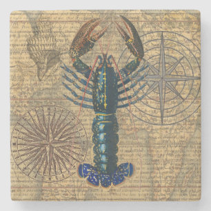 Dessous-de-verre En Pierre Homard Coquillages Fruits de mer Maine Classique O
