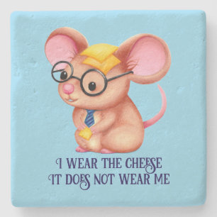 Dessous-de-verre En Pierre Homme Fromage Poilu Souris Cravate Lunettes Intell