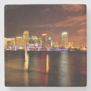Dessous-de-verre En Pierre Horizon de Miami la nuit, la Floride