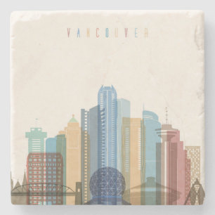 Dessous-de-verre En Pierre Horizon de ville de Vancouver, Canada