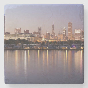 Dessous-de-verre En Pierre Horizon des Etats-Unis, l'Illinois, Chicago au