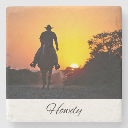 Dessous-de-verre En Pierre Howdy | Devis sud | Cowboy Life (Devant)