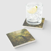 Dessous-de-verre En Pierre Hunter in the Forest (par H.A. Brendekilde) (Côté)
