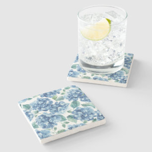 Dessous-de-verre En Pierre Hydrangea Blues Fleurs à motif de fleurs aquarel